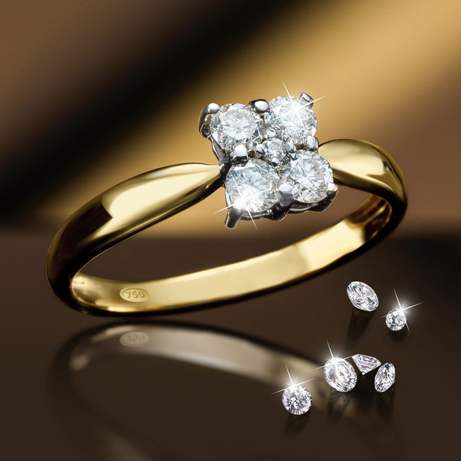 Anillo Luz de Diamantes: 5 Diamantes, talla brillante