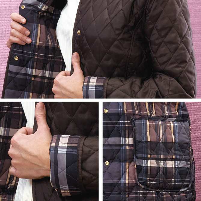 Chaqueta Lady Scotland: Puños reversibles y bolsillos diferentes a cada lado.