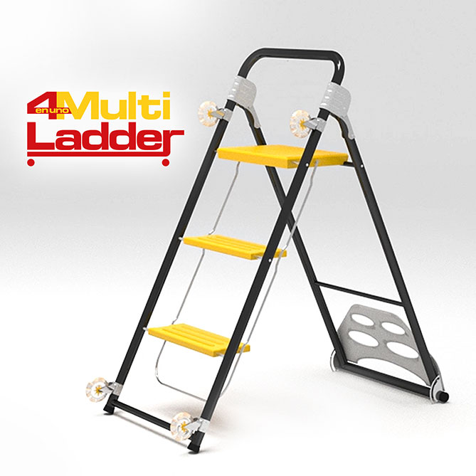 MULTI LADDER 4 en 1: Y DE REGALO: dos cuerdas elásticas para fijar cajas y paquetes a tu Multi Ladder.
