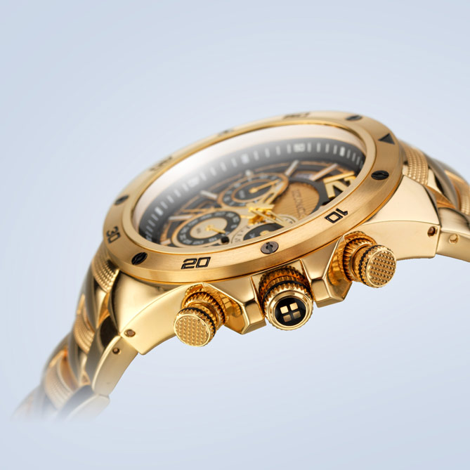Reloj Absolute Gold: Agujas y marcadores con luminiscencia