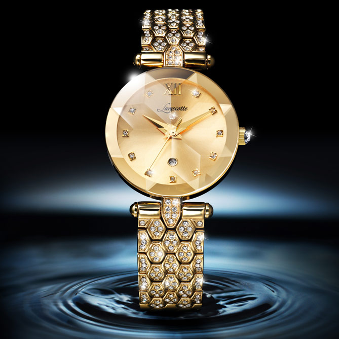 Reloj-Joya GOLD DIAMOND: Brazalete con 178 cristales de Swarovski