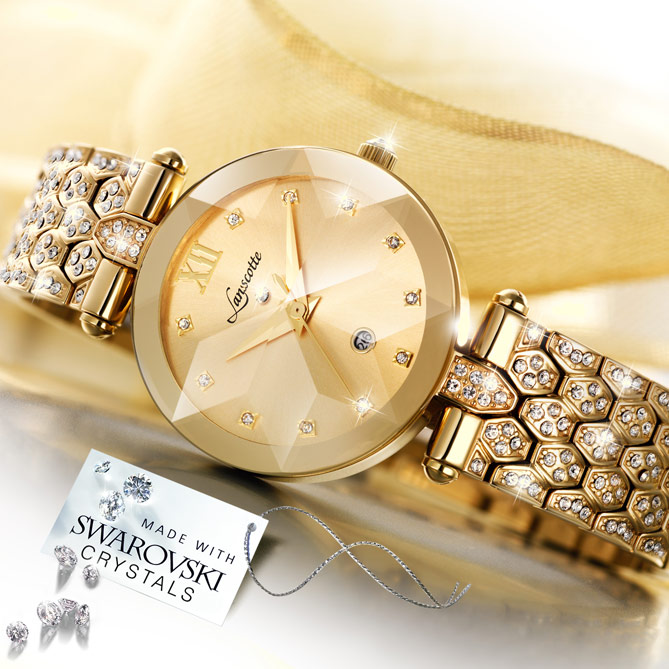 Reloj-Joya GOLD DIAMOND: Dial dorado con 1 Diamante