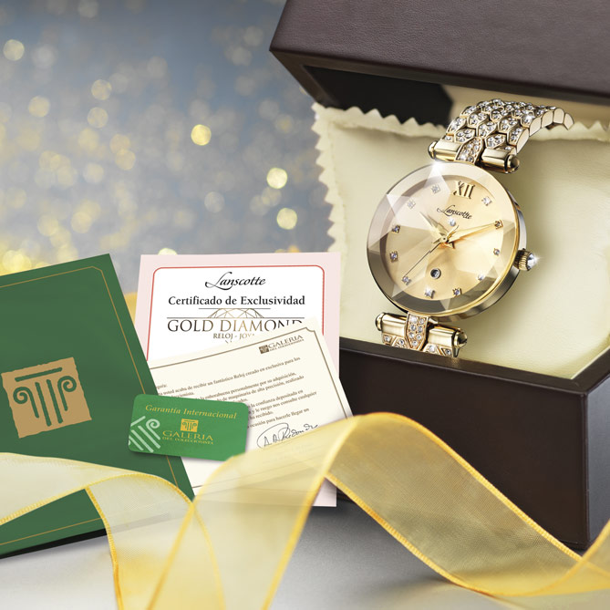 Reloj-Joya GOLD DIAMOND: Certificados de Autenticidad y Garantía internacional por 3 años