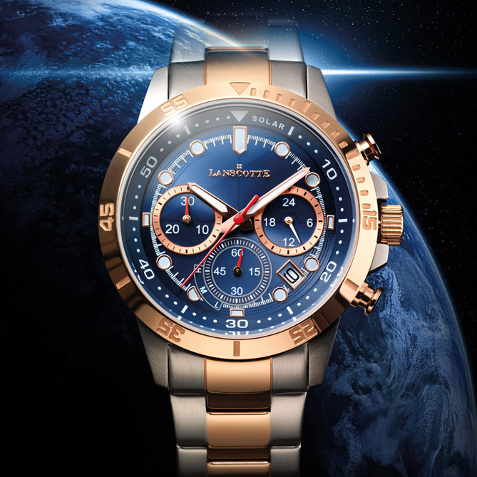 Reloj Cronógrafo SOLARIS: Bisel interior y exterior con marcaje de segundos
