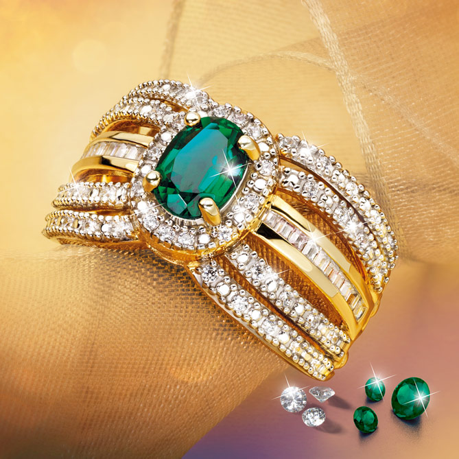 Solitario Emerald & Diamonds: 1 gran Esmeralda, talla oval, engastada en garra