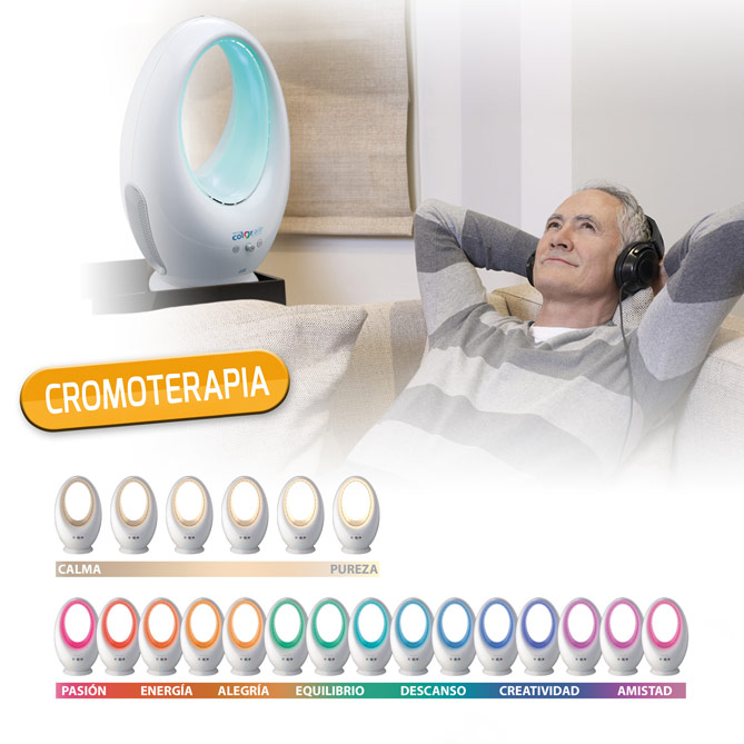 Ventilador sin aspas COLOR-AIR: Cromoterapia, ¡los colores son energía